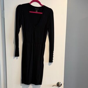 BCBGMaxAzria Black Long Sleeve V-Neck Dress